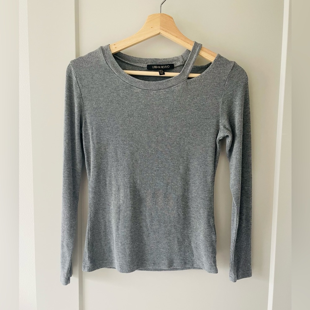 Urban Revivo asymmetric grey knit top